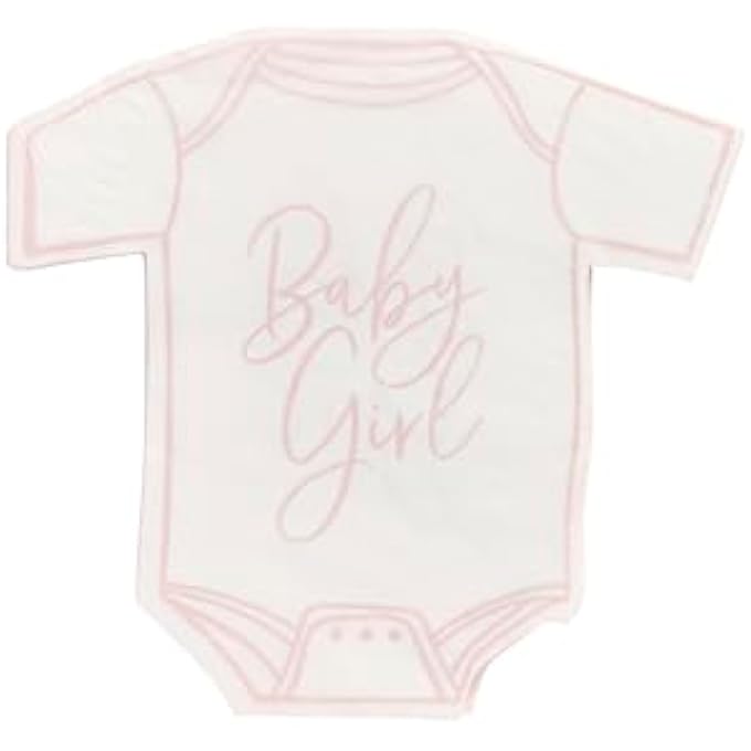 16 PINK BABY GIRL NAPKINS, BABY SHOWER TABLEWARE, BABY GROW DESIGN PINK NAPKINS, PINK BABY SHOWER, MUM TO BE PARTY - Image 1